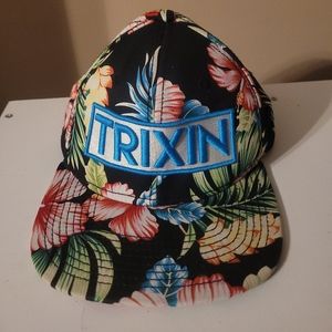 Trixin Floral Flat Brim MultiColor Trucker Snap Back Hat Cap Flowers Mens Womens